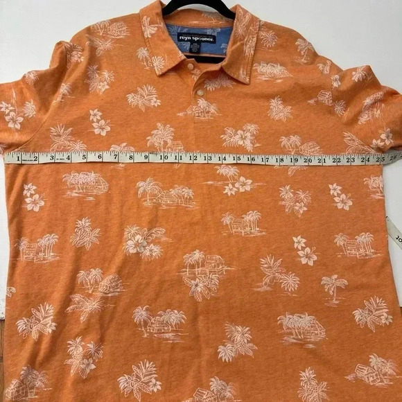 Reyn Spooner Mens Orange Floral Hawaiian Polo Short Sleeve Shirt XXL - Picture 5 of 7